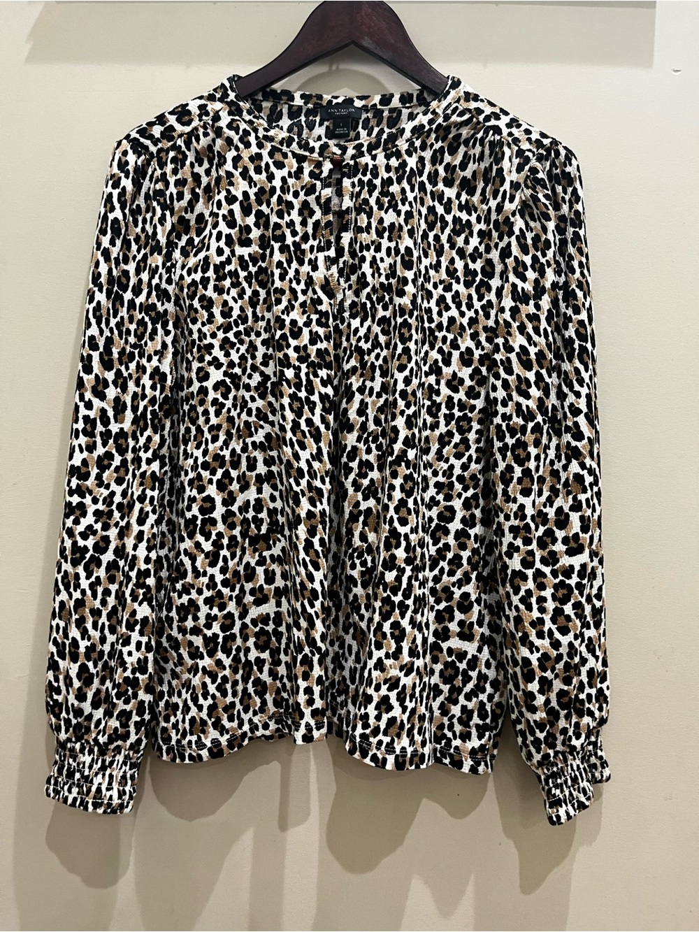 Ann Taylor Leopard Print Blouse - Black, Brown, White
